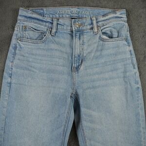 American Eagle Jeans Womens 28 Super High Rise Light Blue Stretch Straight Leg